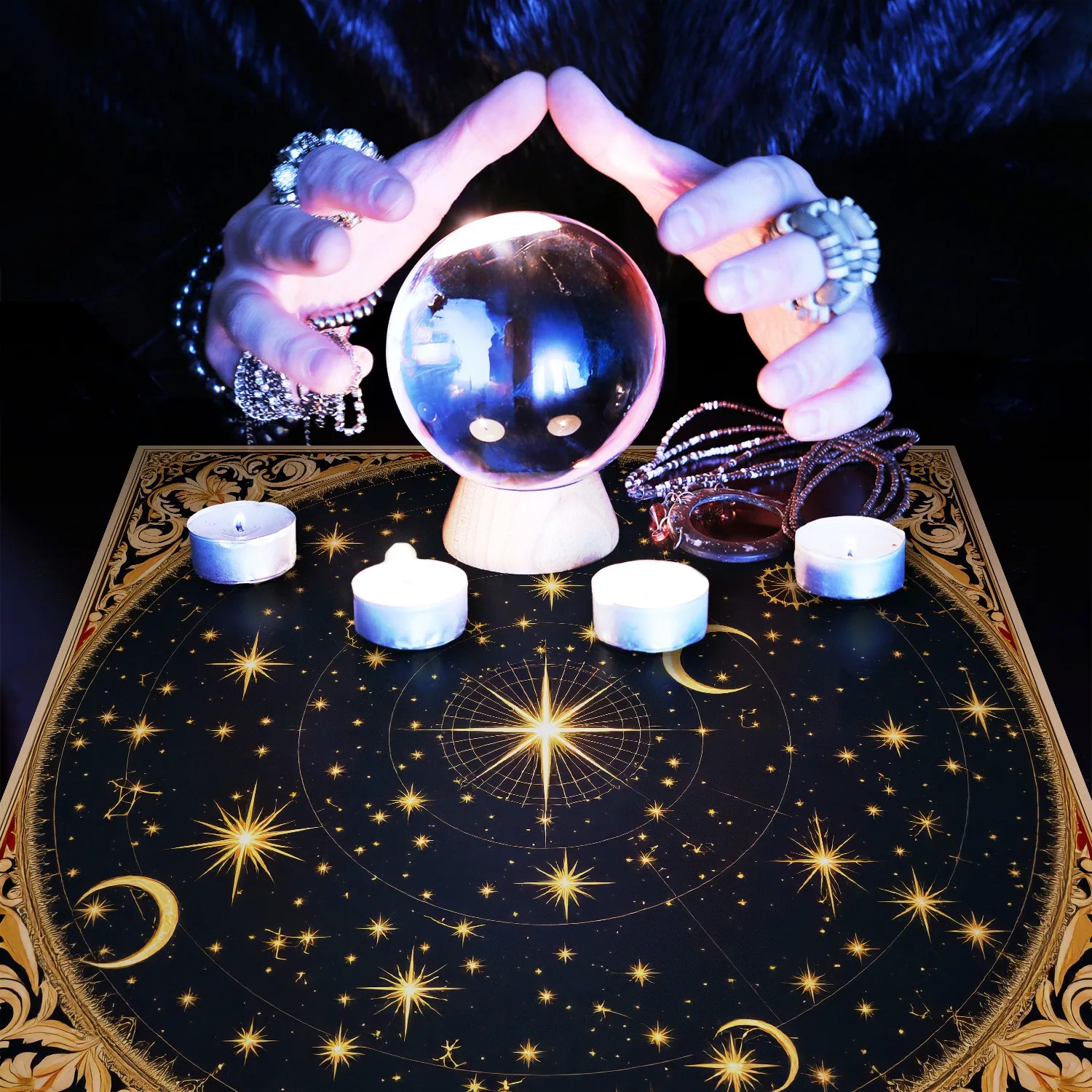 Céus Sagrados: Toalha Celestial de Altar/ Tarot e Divinação - Imagem 4